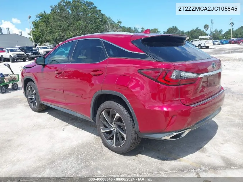 2018 Lexus Rx 350 VIN: 2T2ZZMCA2JC105845 Lot: 40008346