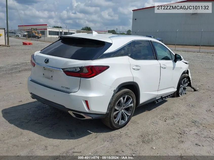 2018 Lexus Rx 350 VIN: 2T2ZZMCA0JC101132 Lot: 40114576