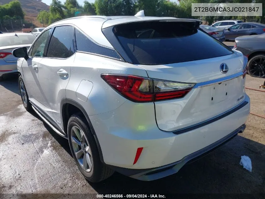 2018 Lexus Rx 450H VIN: 2T2BGMCA3JC021847 Lot: 40246566