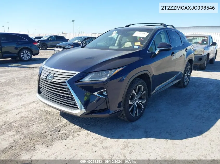 2018 Lexus Rx 350 VIN: 2T2ZZMCAXJC098546 Lot: 40289283