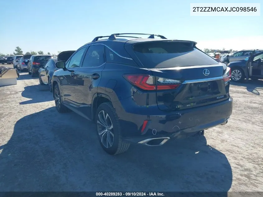 2018 Lexus Rx 350 VIN: 2T2ZZMCAXJC098546 Lot: 40289283