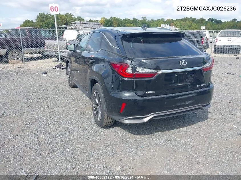 2T2BGMCAXJC026236 2018 Lexus Rx 450H F Sport