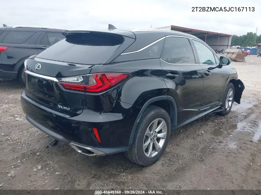 2018 Lexus Rx 350 VIN: 2T2BZMCA5JC167113 Lot: 40449368