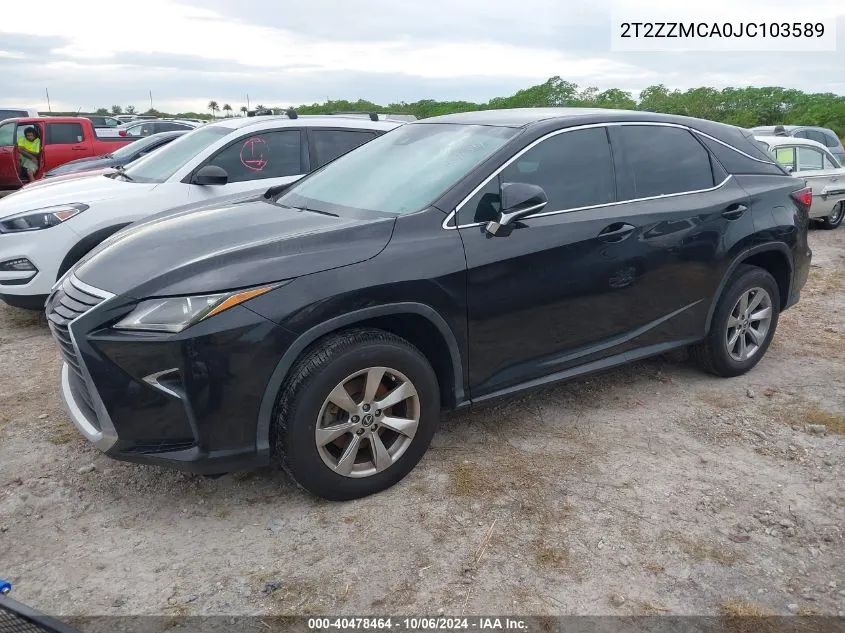 2018 Lexus Rx 350/Base/F Sport VIN: 2T2ZZMCA0JC103589 Lot: 40478464