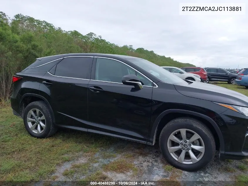 2018 Lexus Rx 350/Base/F Sport VIN: 2T2ZZMCA2JC113881 Lot: 40488298