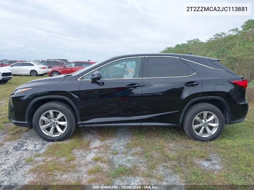 2018 Lexus Rx 350/Base/F Sport VIN: 2T2ZZMCA2JC113881 Lot: 40488298