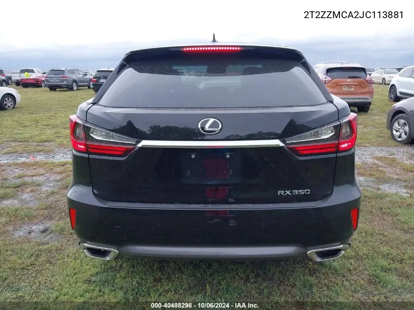 2018 Lexus Rx 350/Base/F Sport VIN: 2T2ZZMCA2JC113881 Lot: 40488298