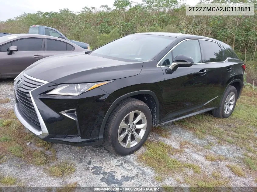 2018 Lexus Rx 350/Base/F Sport VIN: 2T2ZZMCA2JC113881 Lot: 40488298