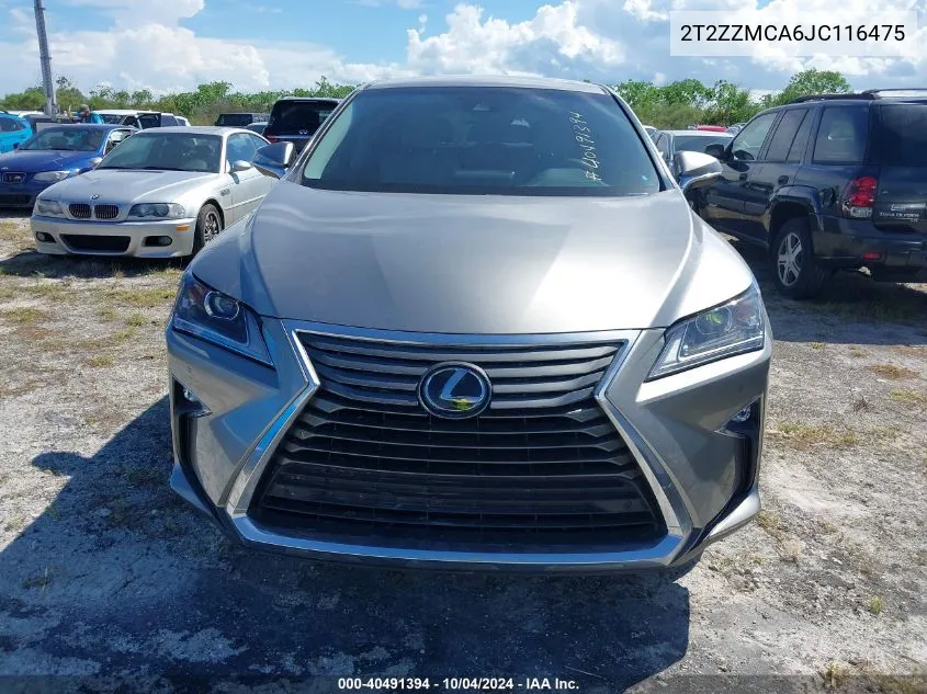 2018 Lexus Rx 350 VIN: 2T2ZZMCA6JC116475 Lot: 40491394