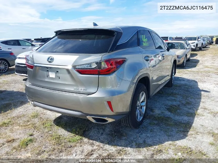 2018 Lexus Rx 350 VIN: 2T2ZZMCA6JC116475 Lot: 40491394