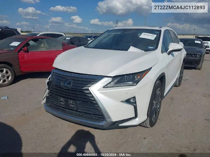 2018 Lexus Rx 350 VIN: 2T2ZZMCA4JC112893 Lot: 40686503