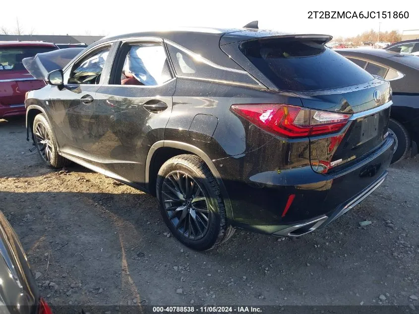 2018 Lexus Rx 350 F Sport VIN: 2T2BZMCA6JC151860 Lot: 40788538