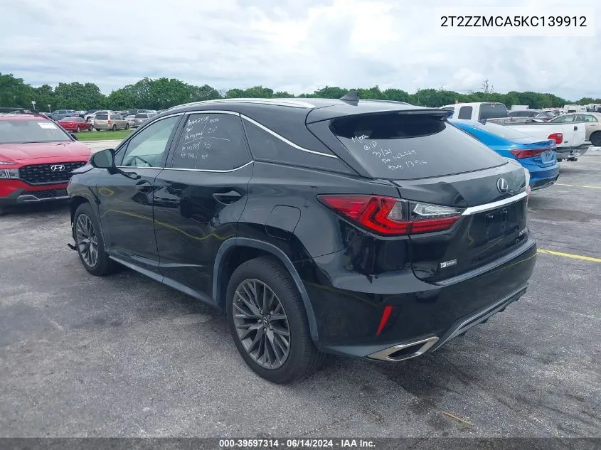 2019 Lexus Rx 350 F Sport VIN: 2T2ZZMCA5KC139912 Lot: 40515445