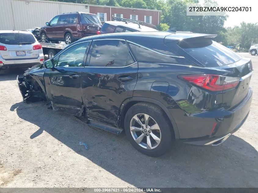 2019 Lexus Rx 350 VIN: 2T2BZMCA9KC204701 Lot: 39667621