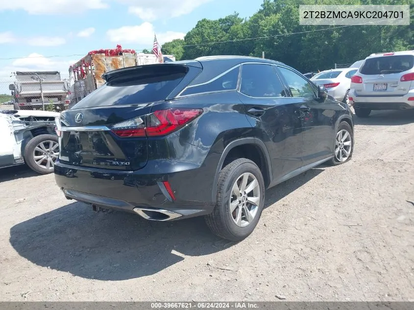 2019 Lexus Rx 350 VIN: 2T2BZMCA9KC204701 Lot: 39667621