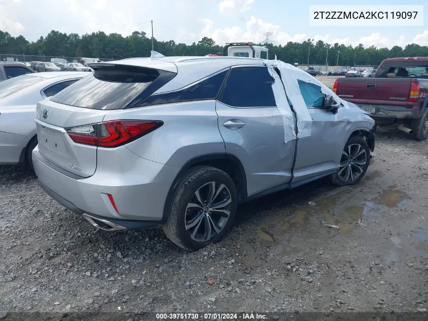 2019 Lexus Rx 350 VIN: 2T2ZZMCA2KC119097 Lot: 39751730