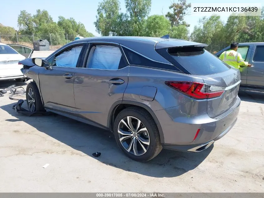 2019 Lexus Rx 350 VIN: 2T2ZZMCA1KC136439 Lot: 39817005