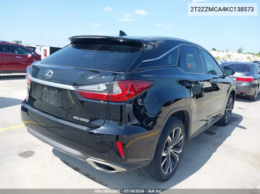 2019 Lexus Rx 350 VIN: 2T2ZZMCA4KC138573 Lot: 39882887