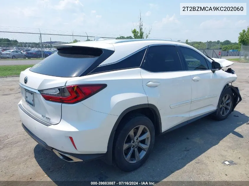 2019 Lexus Rx 350 VIN: 2T2BZMCA9KC202060 Lot: 39883887