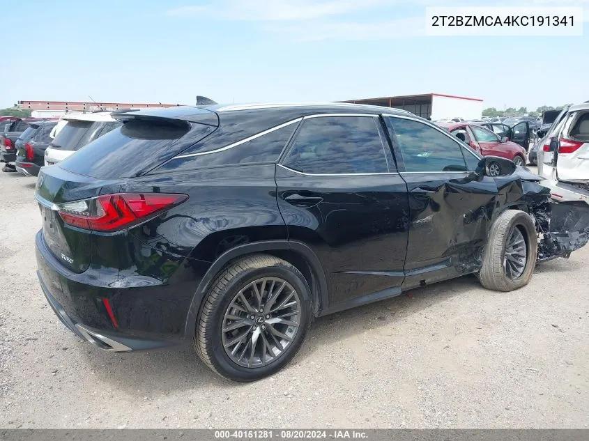 2019 Lexus Rx 350 Base/350 F Sport VIN: 2T2BZMCA4KC191341 Lot: 40151281