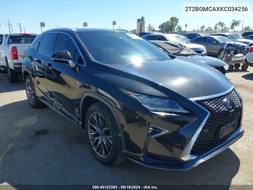 2019 Lexus Rx 450H F Sport VIN: 2T2BGMCAXKC034256 Lot: 40153393