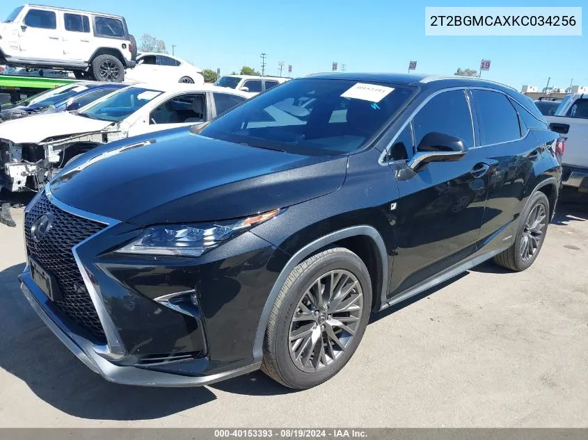 2019 Lexus Rx 450H F Sport VIN: 2T2BGMCAXKC034256 Lot: 40153393