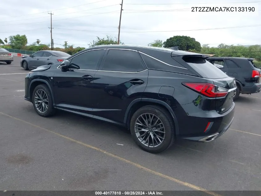 2019 Lexus Rx 350 F Sport VIN: 2T2ZZMCA7KC133190 Lot: 40177810