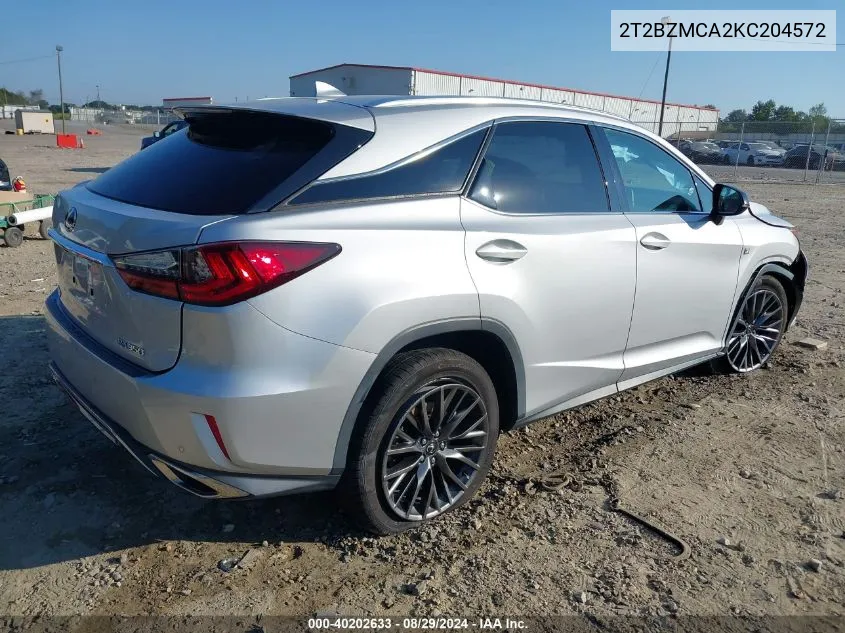 2019 Lexus Rx 350 F Sport VIN: 2T2BZMCA2KC204572 Lot: 40202633