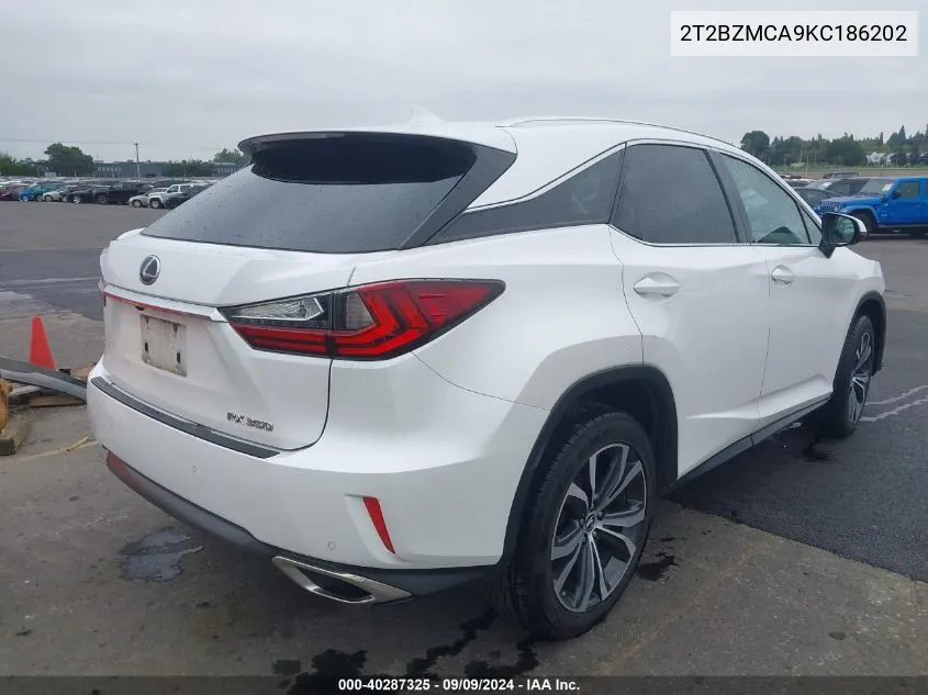 2019 Lexus Rx 350 VIN: 2T2BZMCA9KC186202 Lot: 40287325