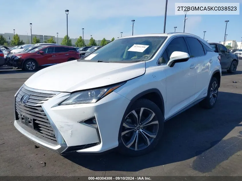 2019 Lexus Rx 450H VIN: 2T2BGMCA5KC038523 Lot: 40304308