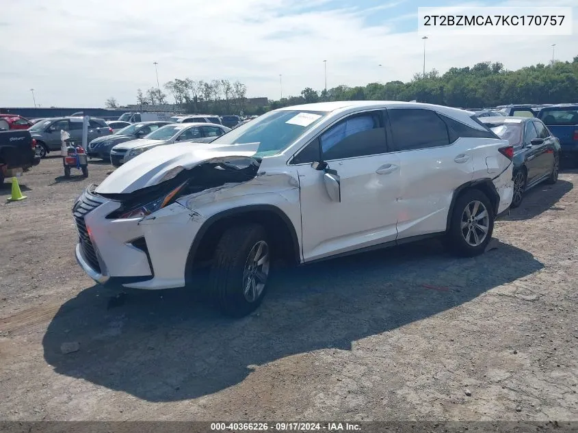 2019 Lexus Rx 350 VIN: 2T2BZMCA7KC170757 Lot: 40366226