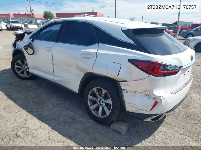 2019 Lexus Rx 350 VIN: 2T2BZMCA7KC170757 Lot: 40366226