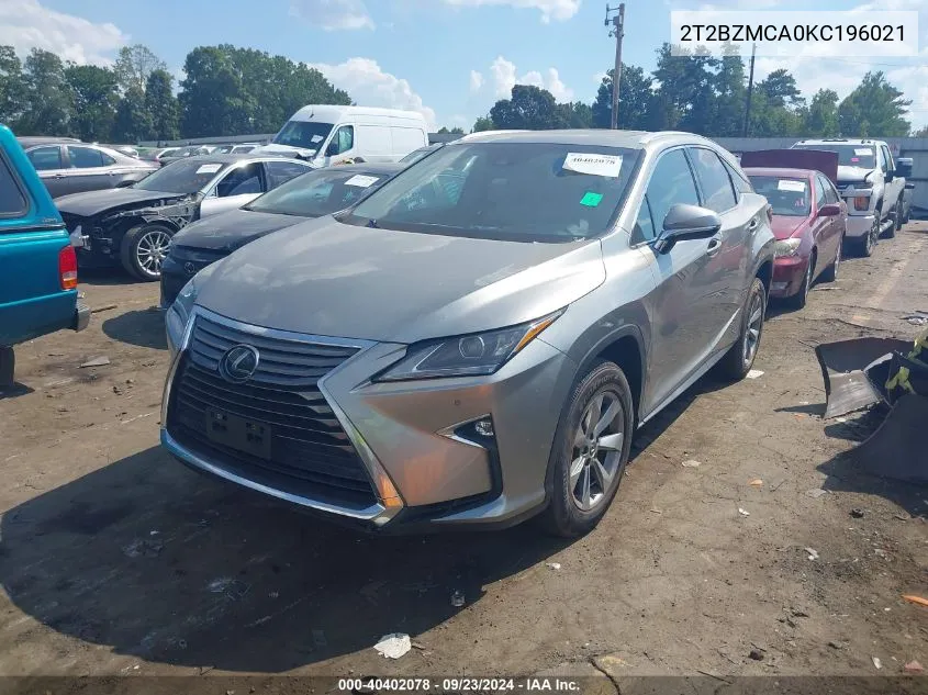 2019 Lexus Rx 350 350 Base/350 F Sport VIN: 2T2BZMCA0KC196021 Lot: 40402078