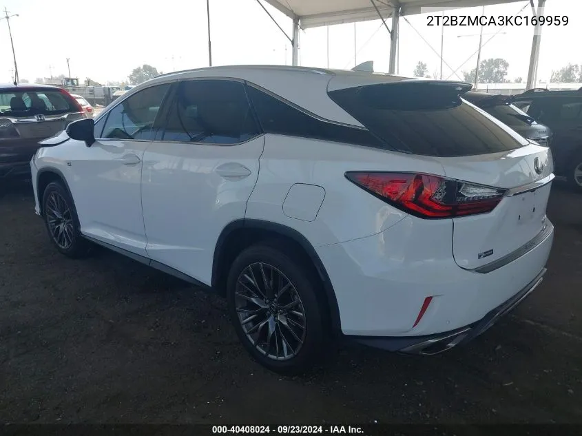 2019 Lexus Rx 350 Base/350 F Sport VIN: 2T2BZMCA3KC169959 Lot: 40408024