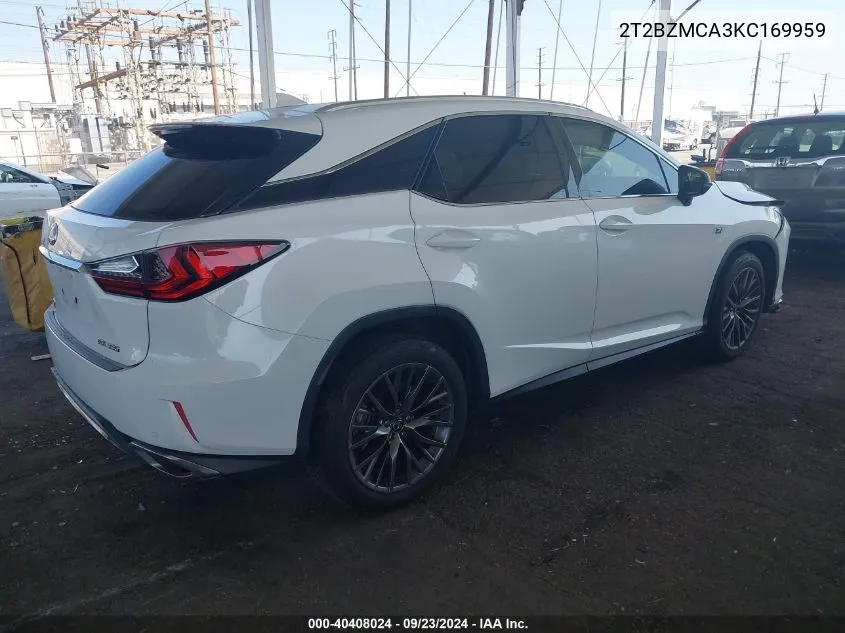 2019 Lexus Rx 350 Base/350 F Sport VIN: 2T2BZMCA3KC169959 Lot: 40408024