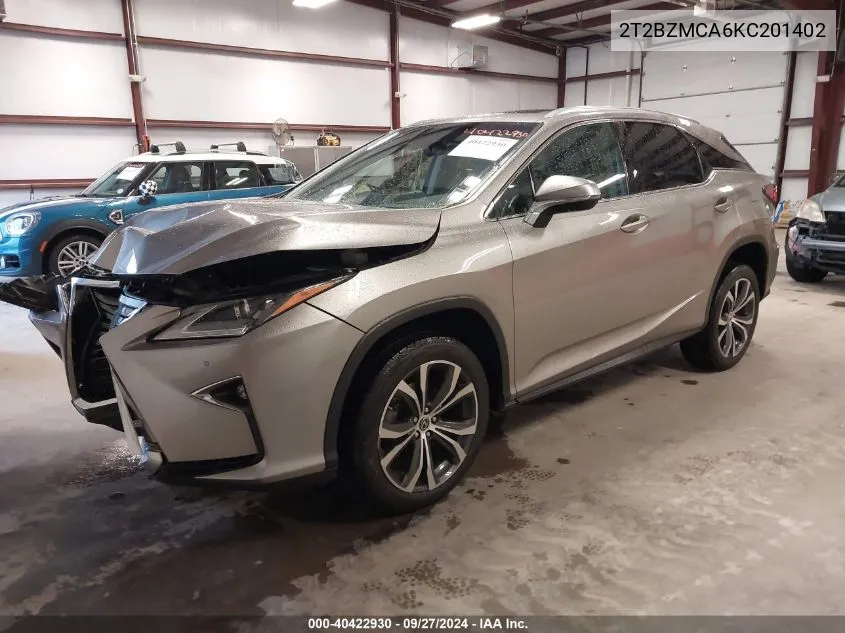 2019 Lexus Rx 350 VIN: 2T2BZMCA6KC201402 Lot: 40422930