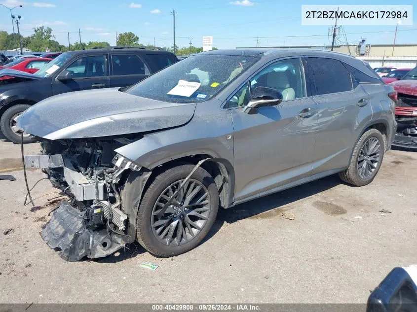 2019 Lexus Rx 350 350 Base/350 F Sport VIN: 2T2BZMCA6KC172984 Lot: 40429908