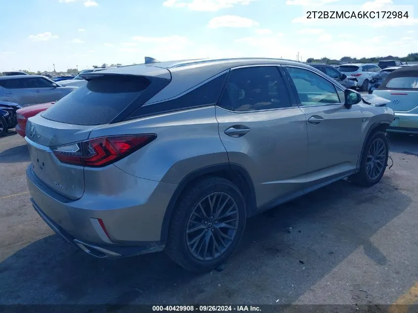 2019 Lexus Rx 350 350 Base/350 F Sport VIN: 2T2BZMCA6KC172984 Lot: 40429908