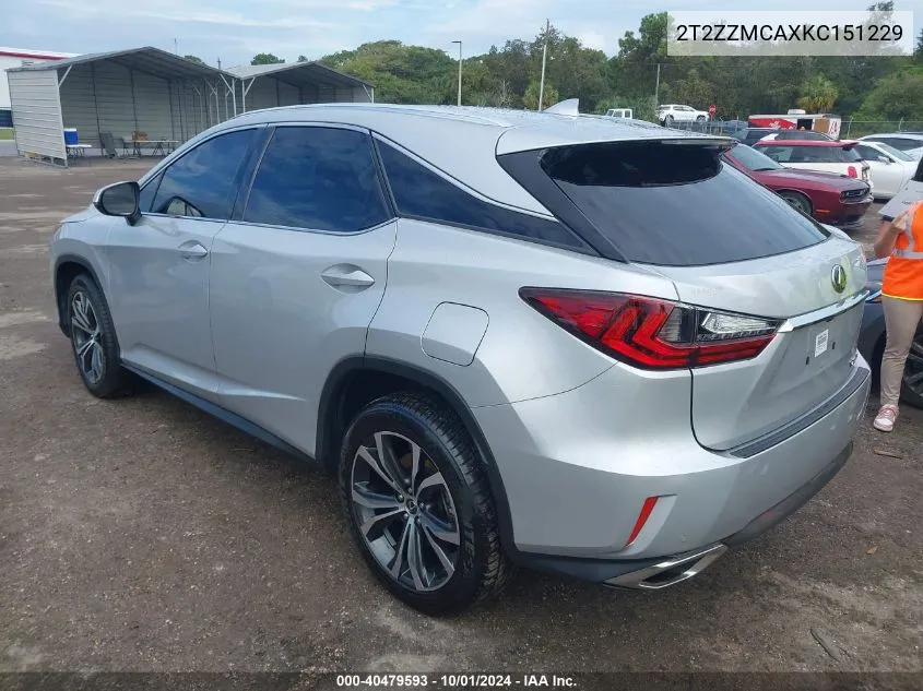 2019 Lexus Rx 350 Base/350 F Sport VIN: 2T2ZZMCAXKC151229 Lot: 40479593