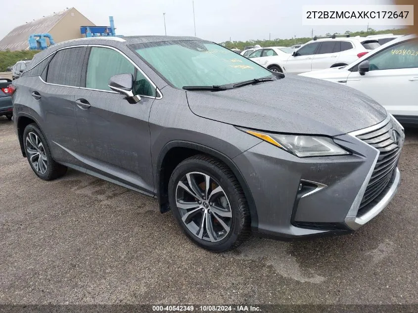 2019 Lexus Rx 350 Base/350 F Sport VIN: 2T2BZMCAXKC172647 Lot: 40542349