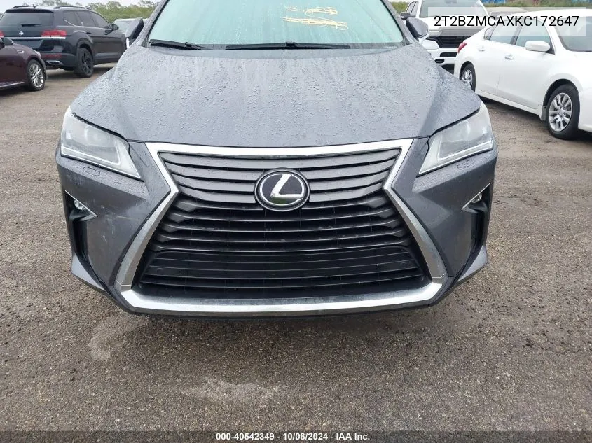 2019 Lexus Rx 350 Base/350 F Sport VIN: 2T2BZMCAXKC172647 Lot: 40542349