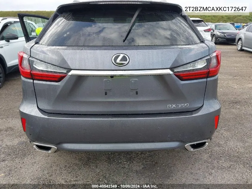 2019 Lexus Rx 350 Base/350 F Sport VIN: 2T2BZMCAXKC172647 Lot: 40542349