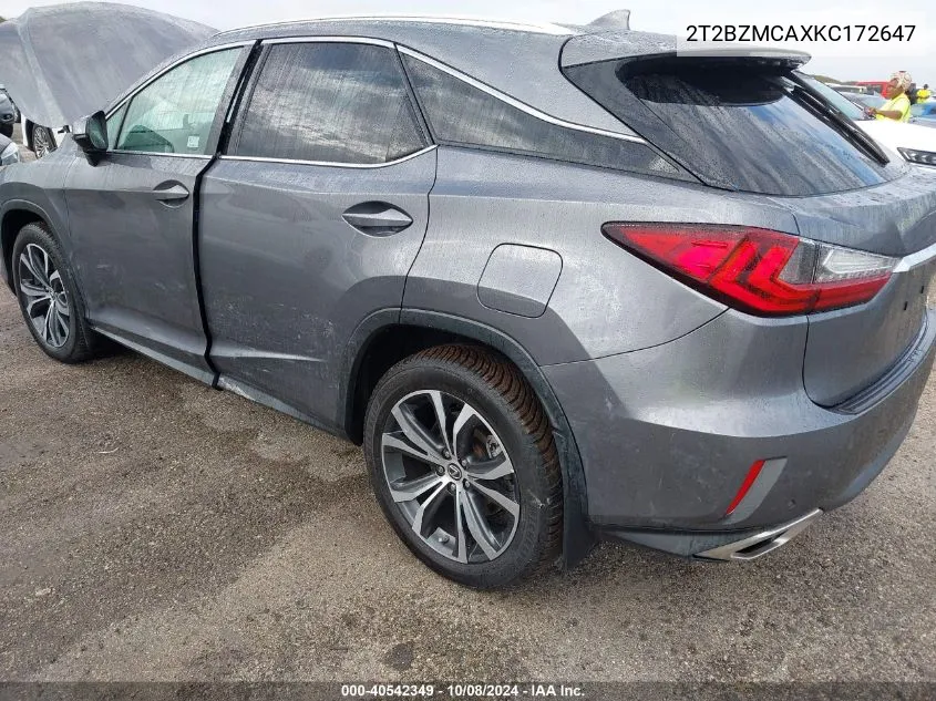 2019 Lexus Rx 350 Base/350 F Sport VIN: 2T2BZMCAXKC172647 Lot: 40542349