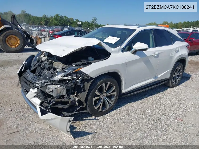 2019 Lexus Rx 350 VIN: 2T2BZMCA7KC188241 Lot: 40549635