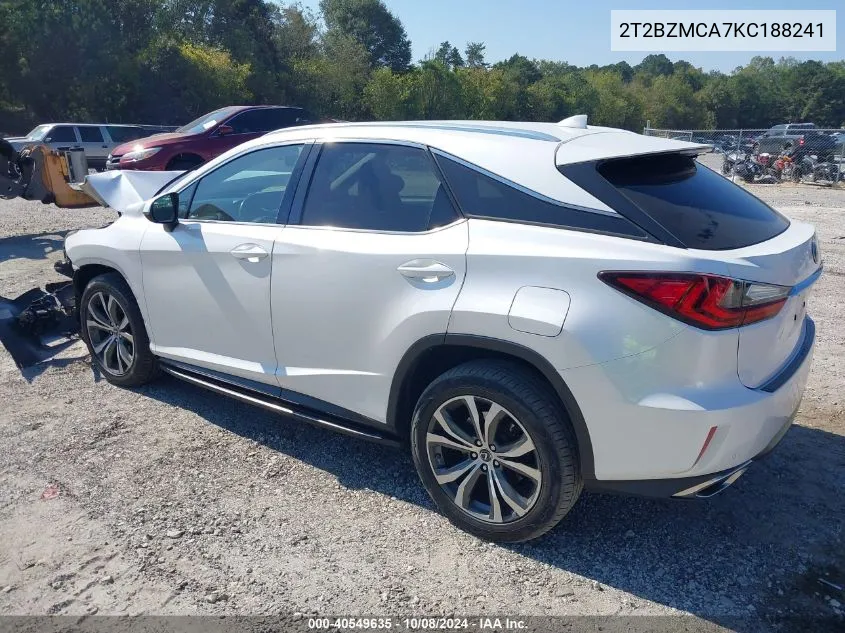 2019 Lexus Rx 350 VIN: 2T2BZMCA7KC188241 Lot: 40549635