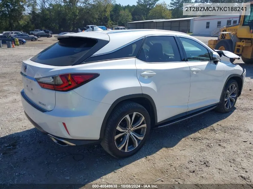 2019 Lexus Rx 350 VIN: 2T2BZMCA7KC188241 Lot: 40549635