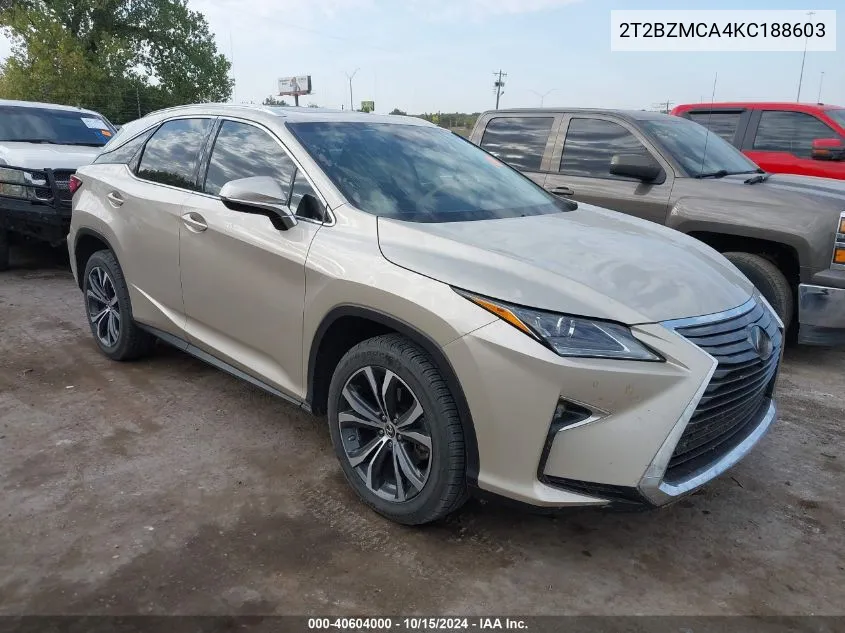 2019 Lexus Rx 350 VIN: 2T2BZMCA4KC188603 Lot: 40604000