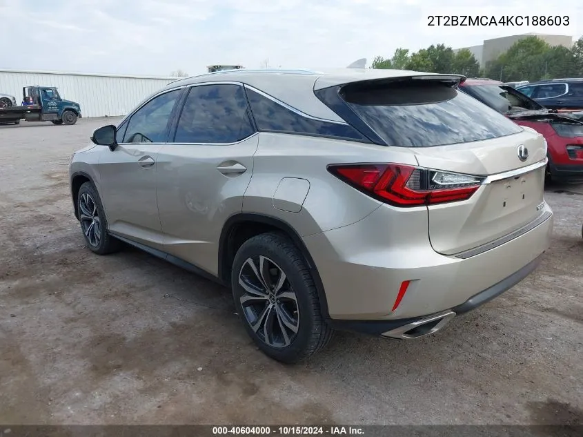 2019 Lexus Rx 350 VIN: 2T2BZMCA4KC188603 Lot: 40604000