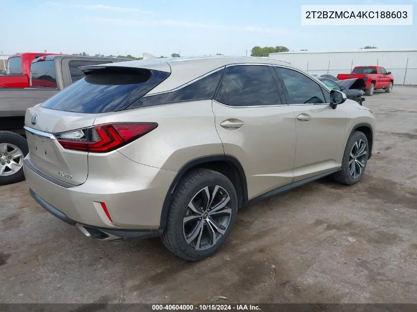 2019 Lexus Rx 350 VIN: 2T2BZMCA4KC188603 Lot: 40604000