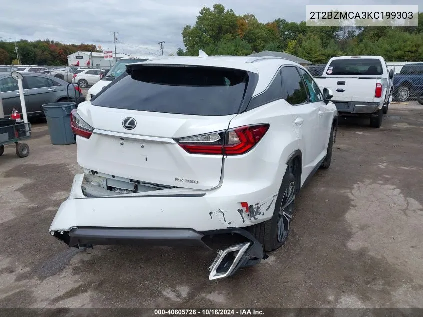 2019 Lexus Rx 350 VIN: 2T2BZMCA3KC199303 Lot: 40605726